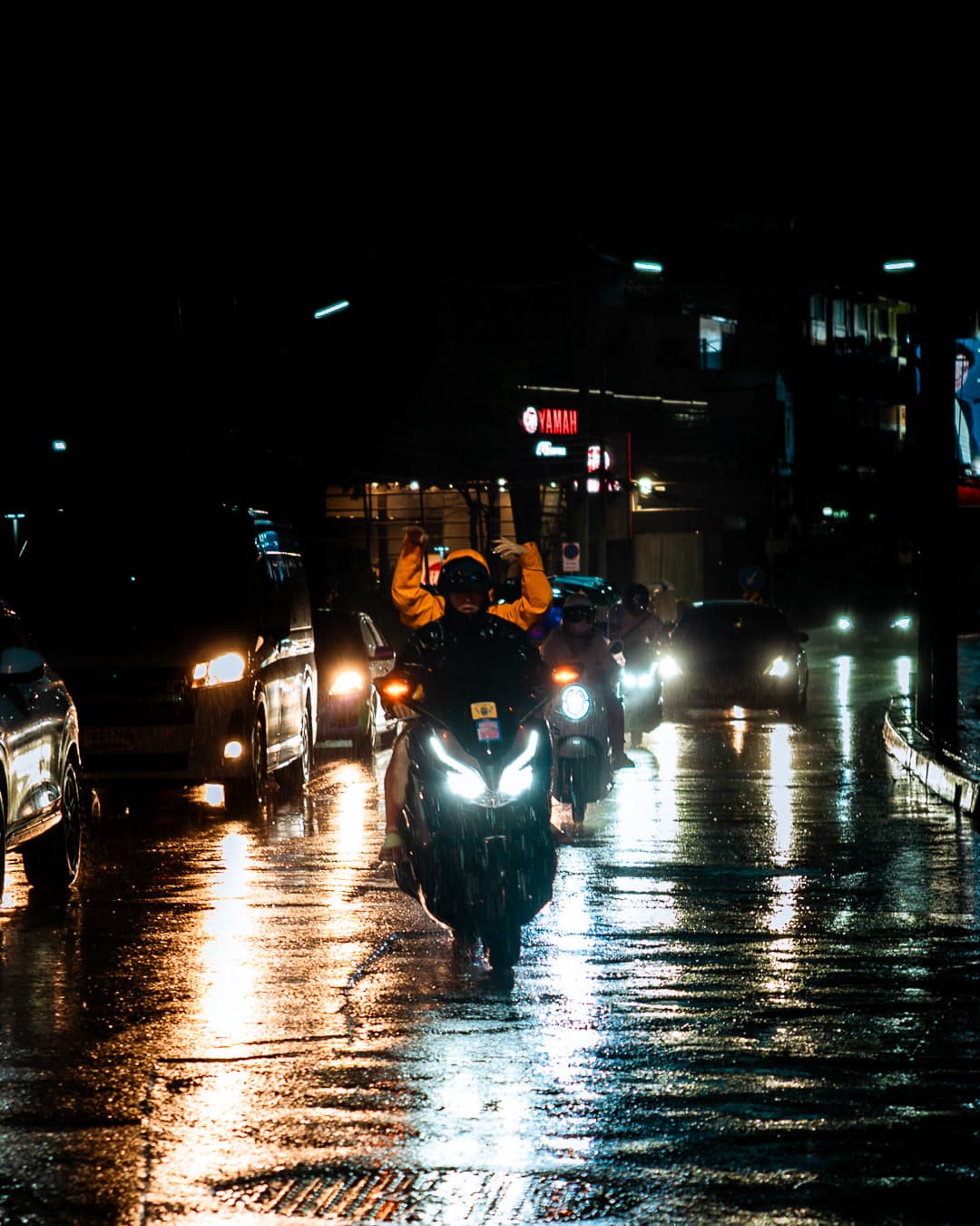 Motorbikes in rain